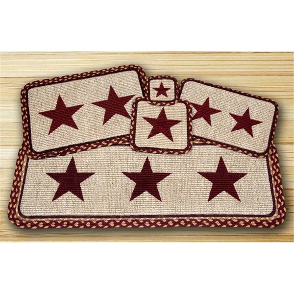 Earth Rugs Wicker Weave Table Runner Rug Burgundy Star 87357BS